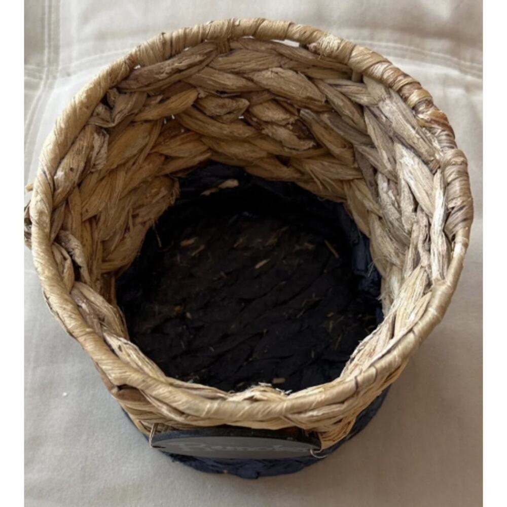 Thirty One Storage Basket 6” Tall Tan Blue Woven Wicker New Chalk Sign - Picture 6 of 6